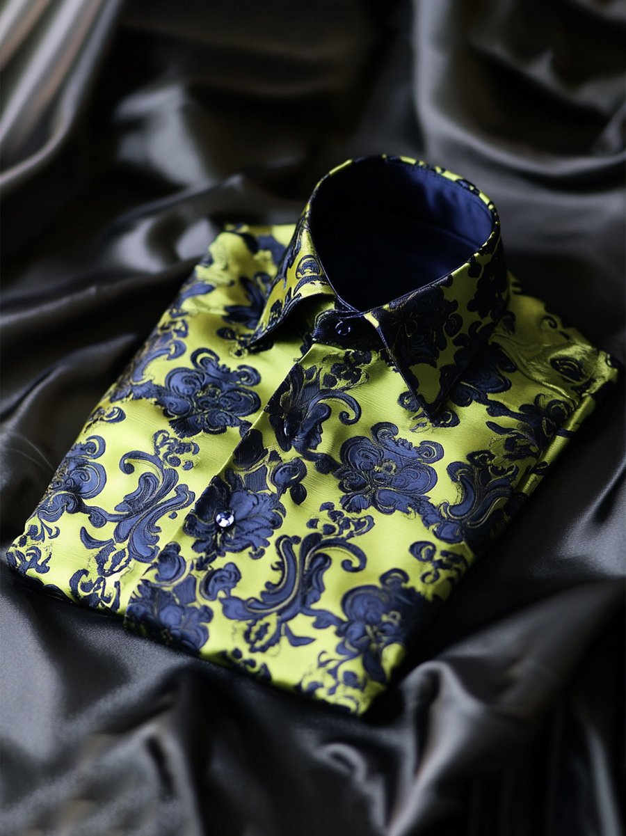 Men's Satin Luxe Long Sleeve Button Down Shirt