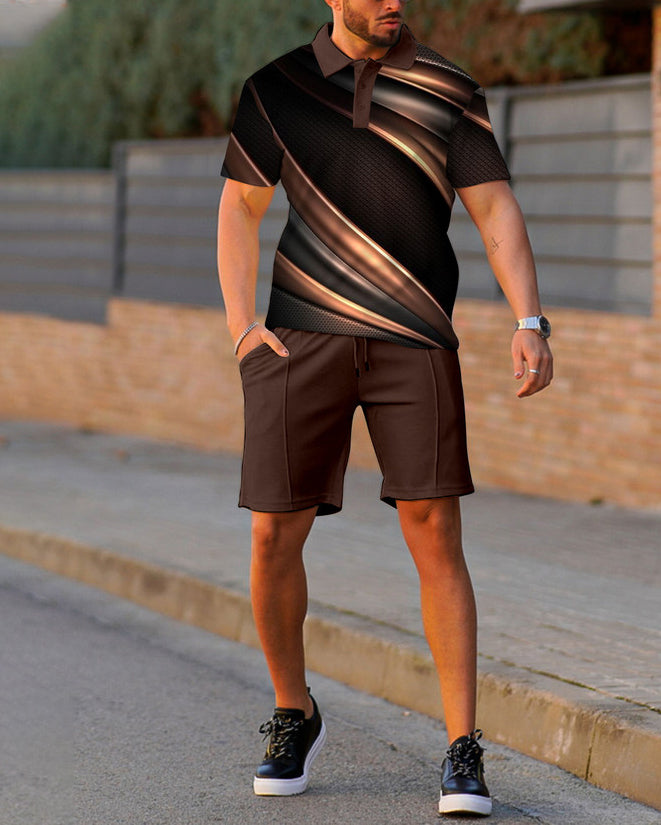 Suitmens Men's Brown Gradient Summer POLO Suit