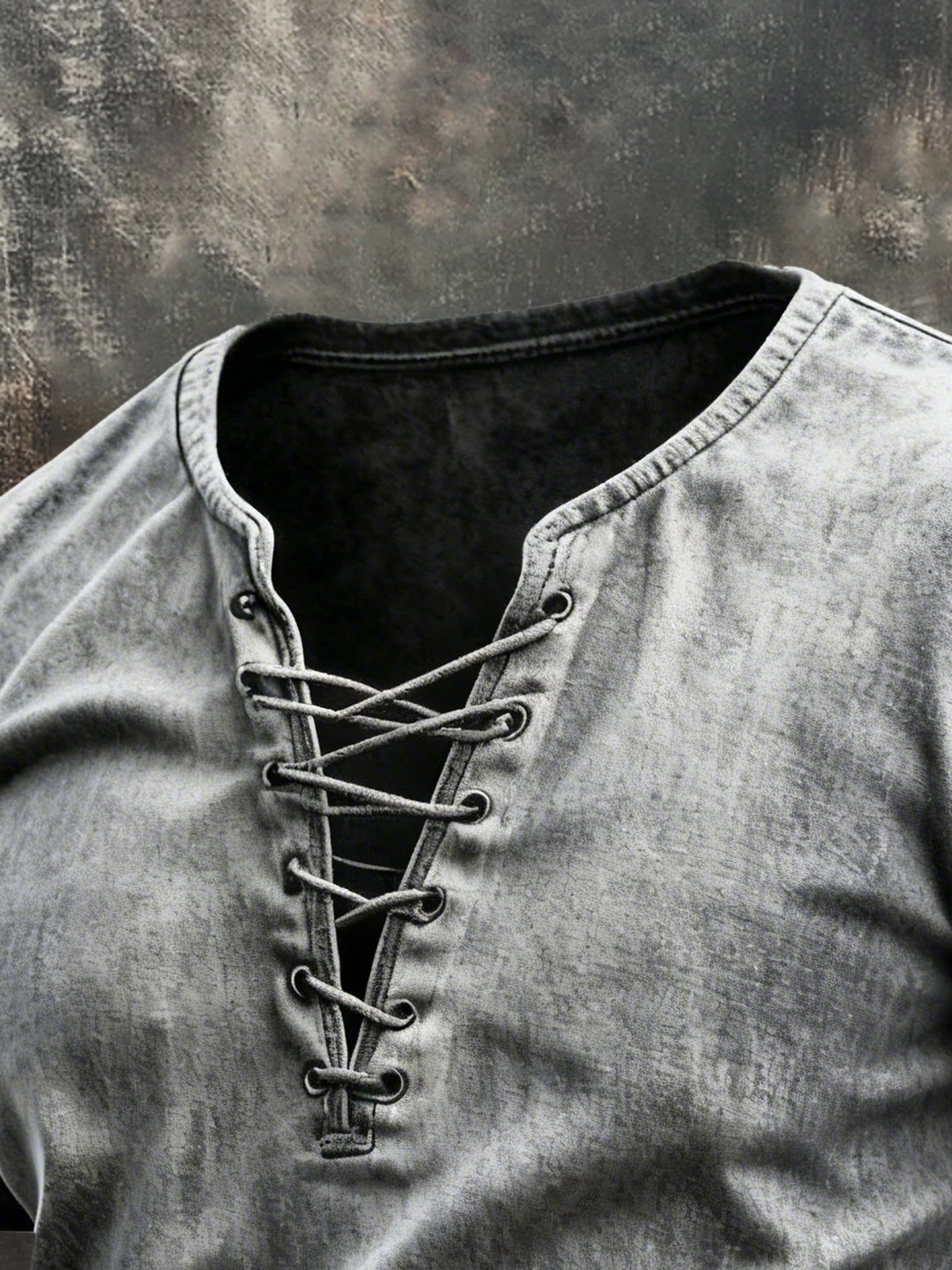 Men's Vintage Washed Tie-Up Short-Sleeved T-Shirt