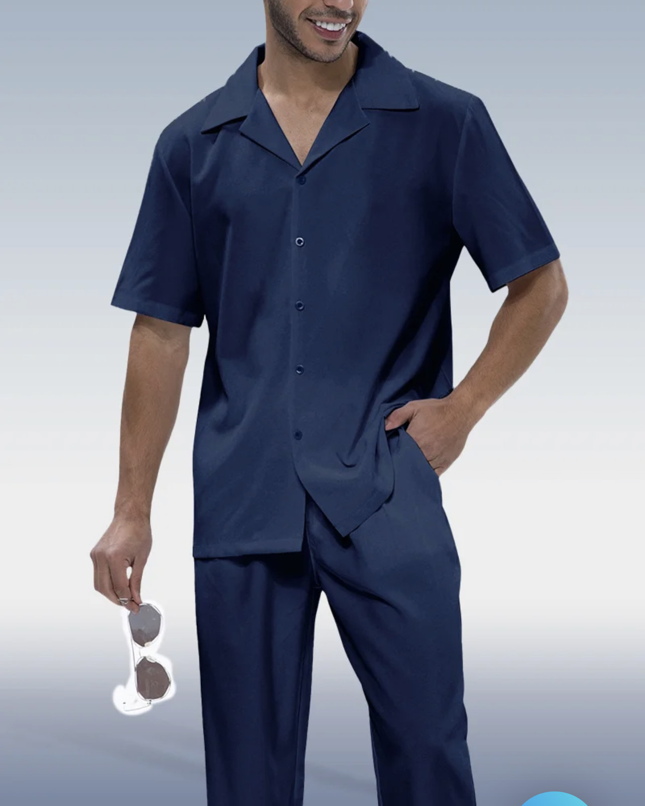 Rianmond Men's Dark blue Short Sleeve Walking Suit 528