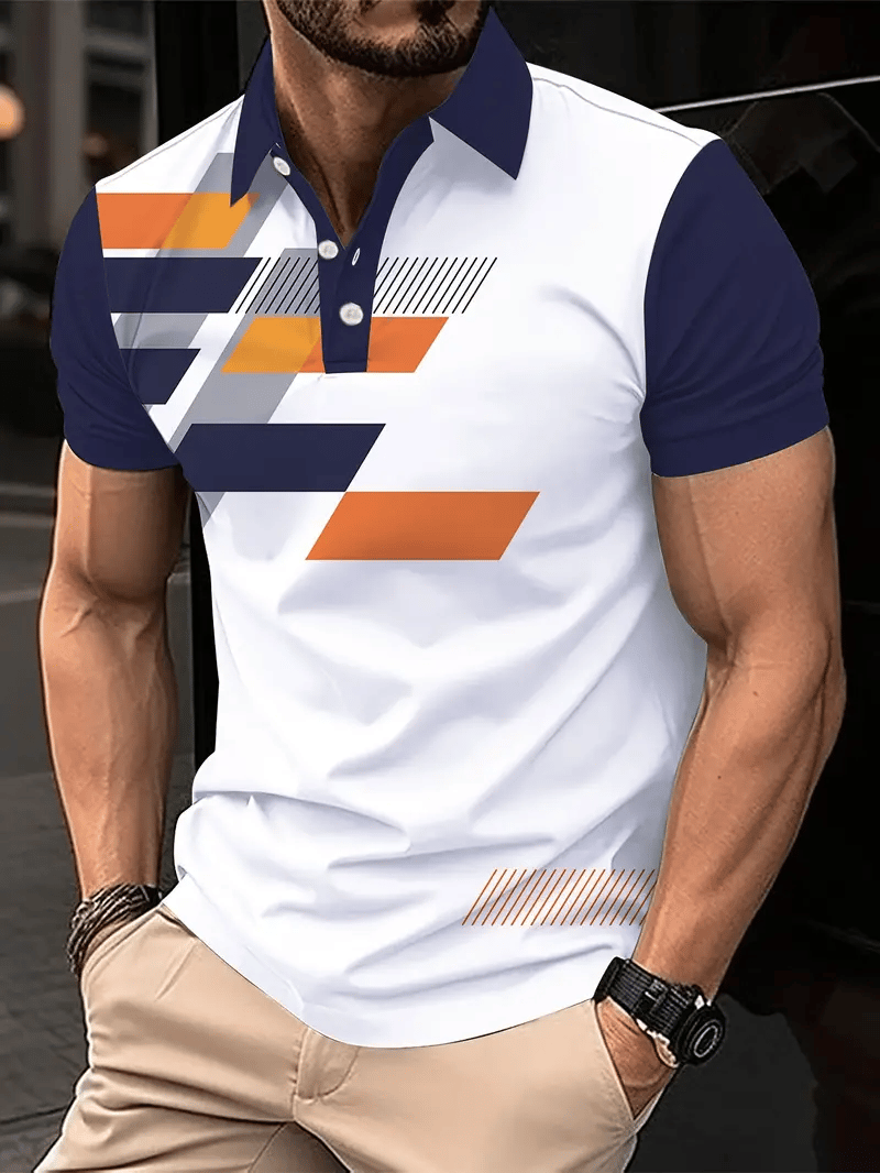 Men's Business Casual Striped Polo Shirt
