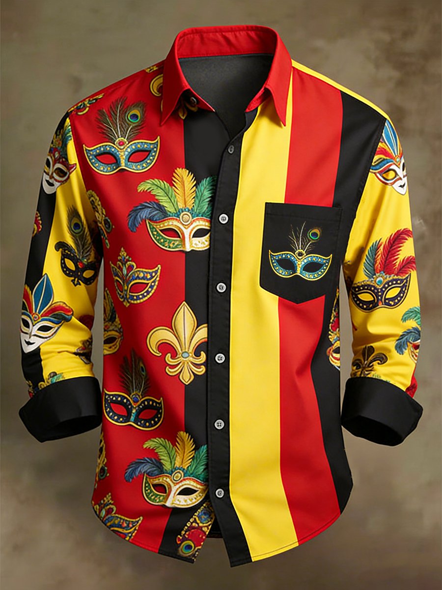 Men's Holiday Carnival Party Art Long-Sleeve Shirt