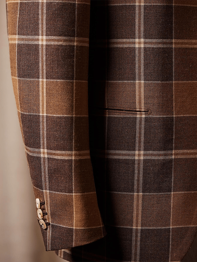 Men's Fashionable Plaid Design Single-Breasted Pocket Design Casual Suit