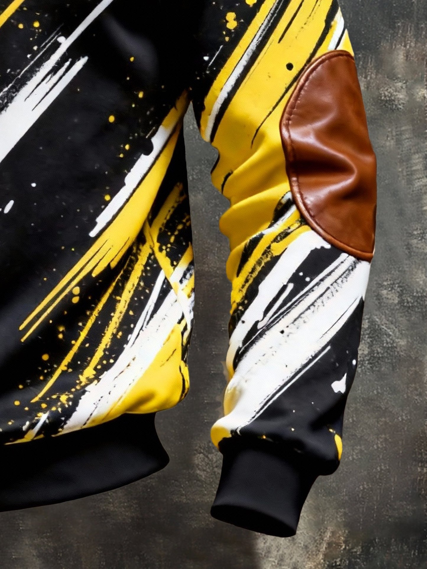 Men's Vintage Color-Block Printed Zip-Up Hoodie