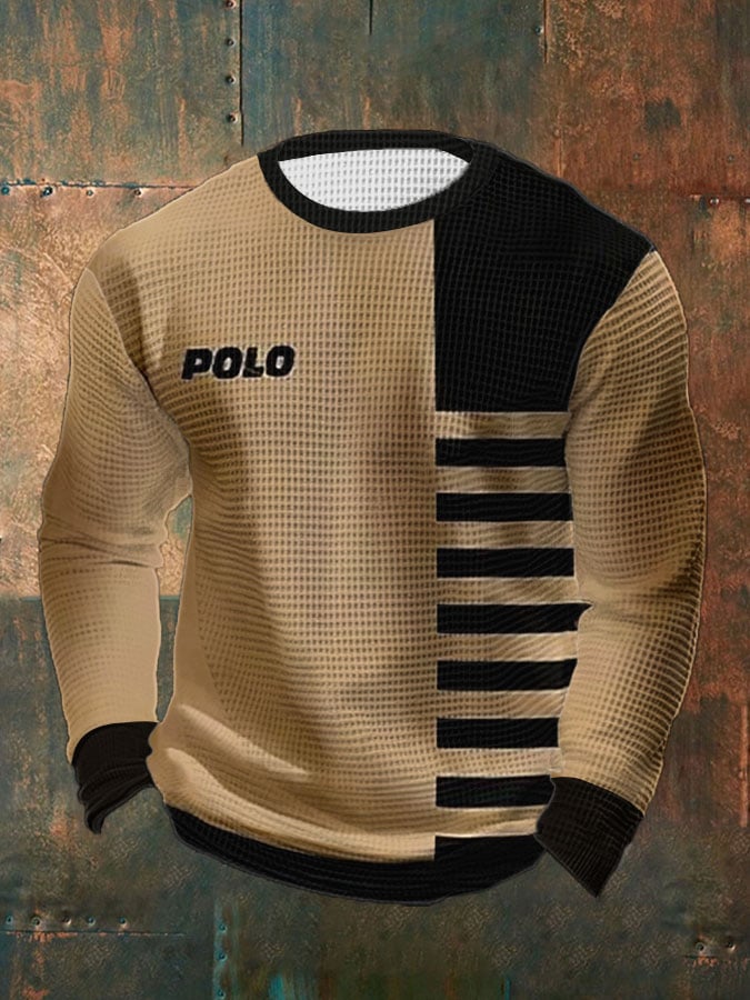 Men's Vintage Casual Waffle Long Sleeve Top