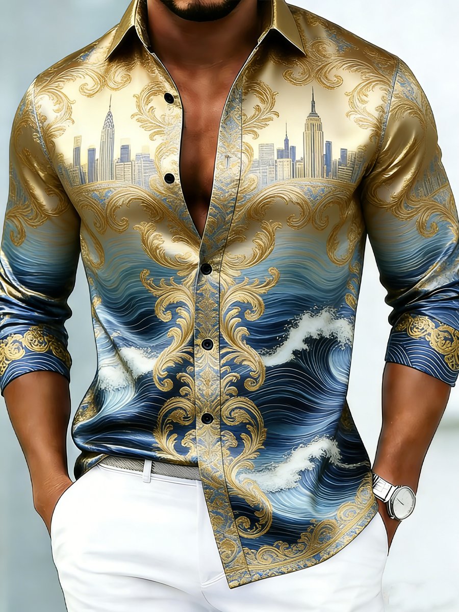 Men's Luxury Printed Long-Sleeve Shirt