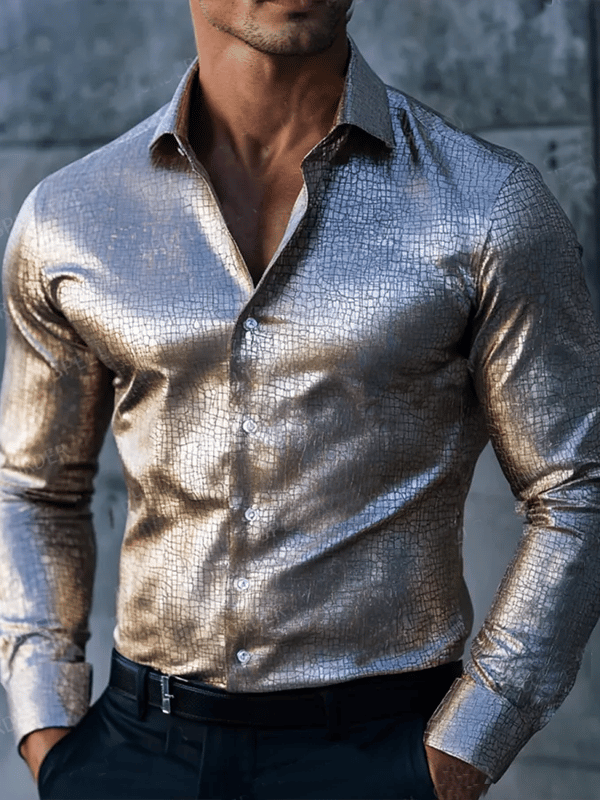 Men's Vintage Print Long Sleeve Shirt