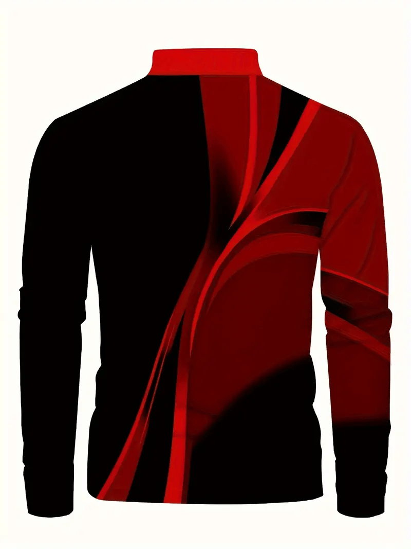 Men's Business Casual Striped Long-Sleeved Polo Shirt