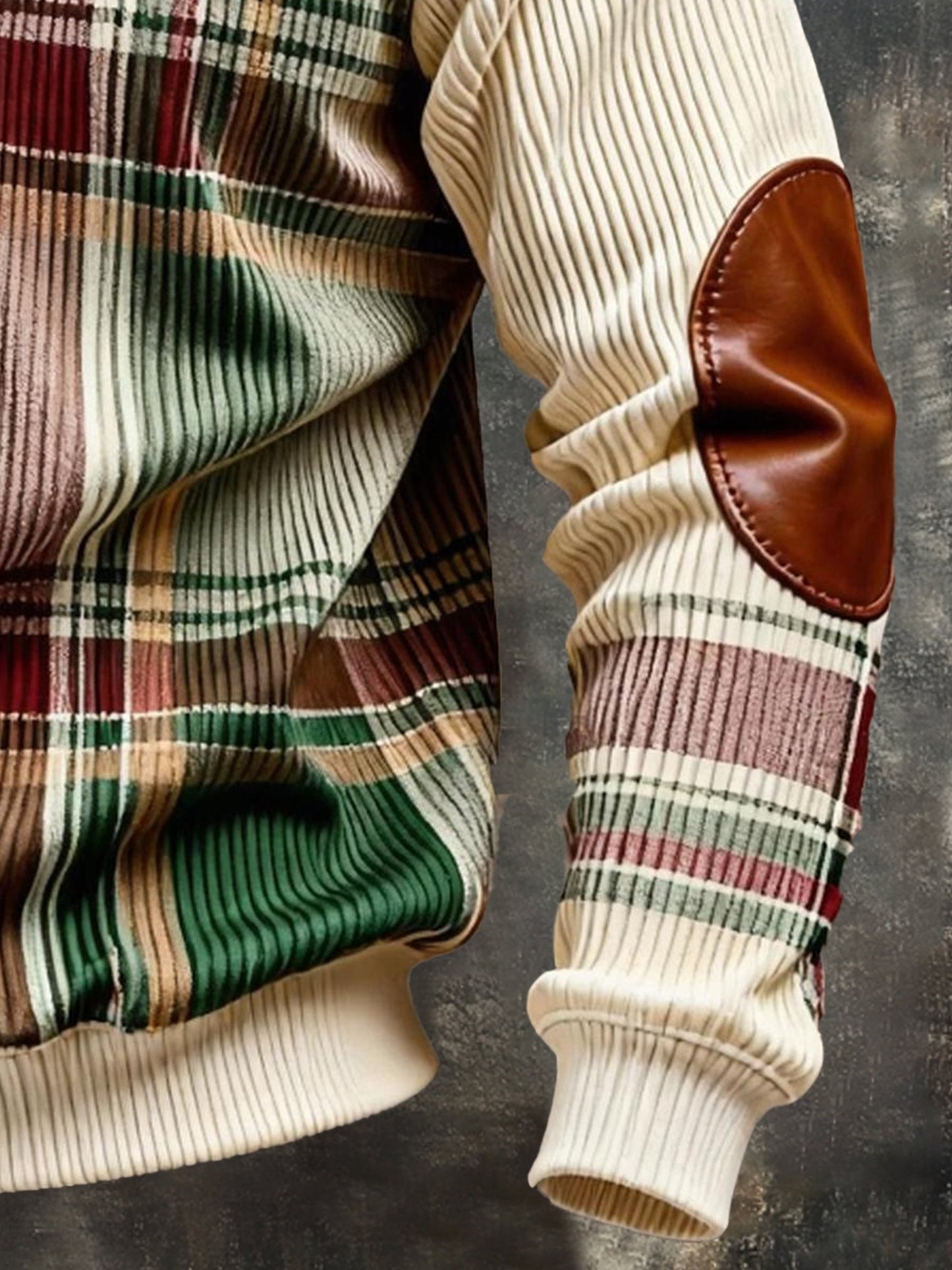 Men's Vintage Color-Block Printed Zip-Up Hoodie