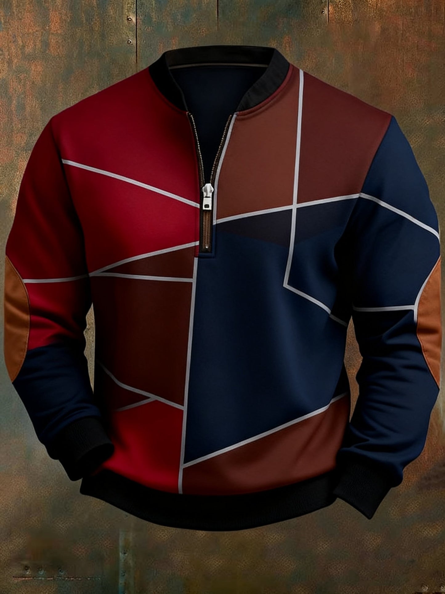 Men's Casual Geometric Color Block Print Sweatshirt