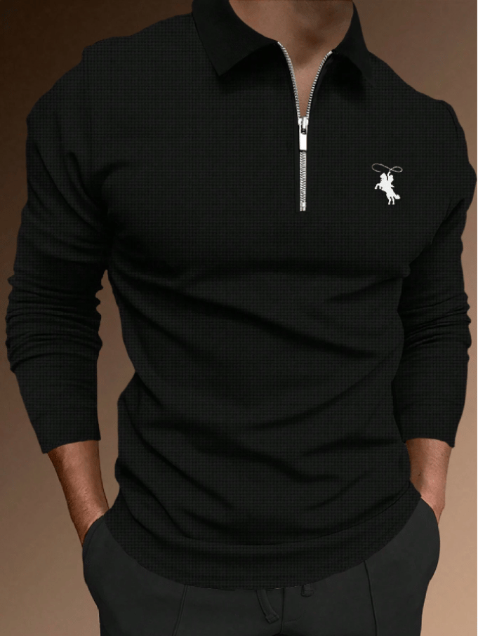 Men's Business Casual Striped Zip-Up Shirt