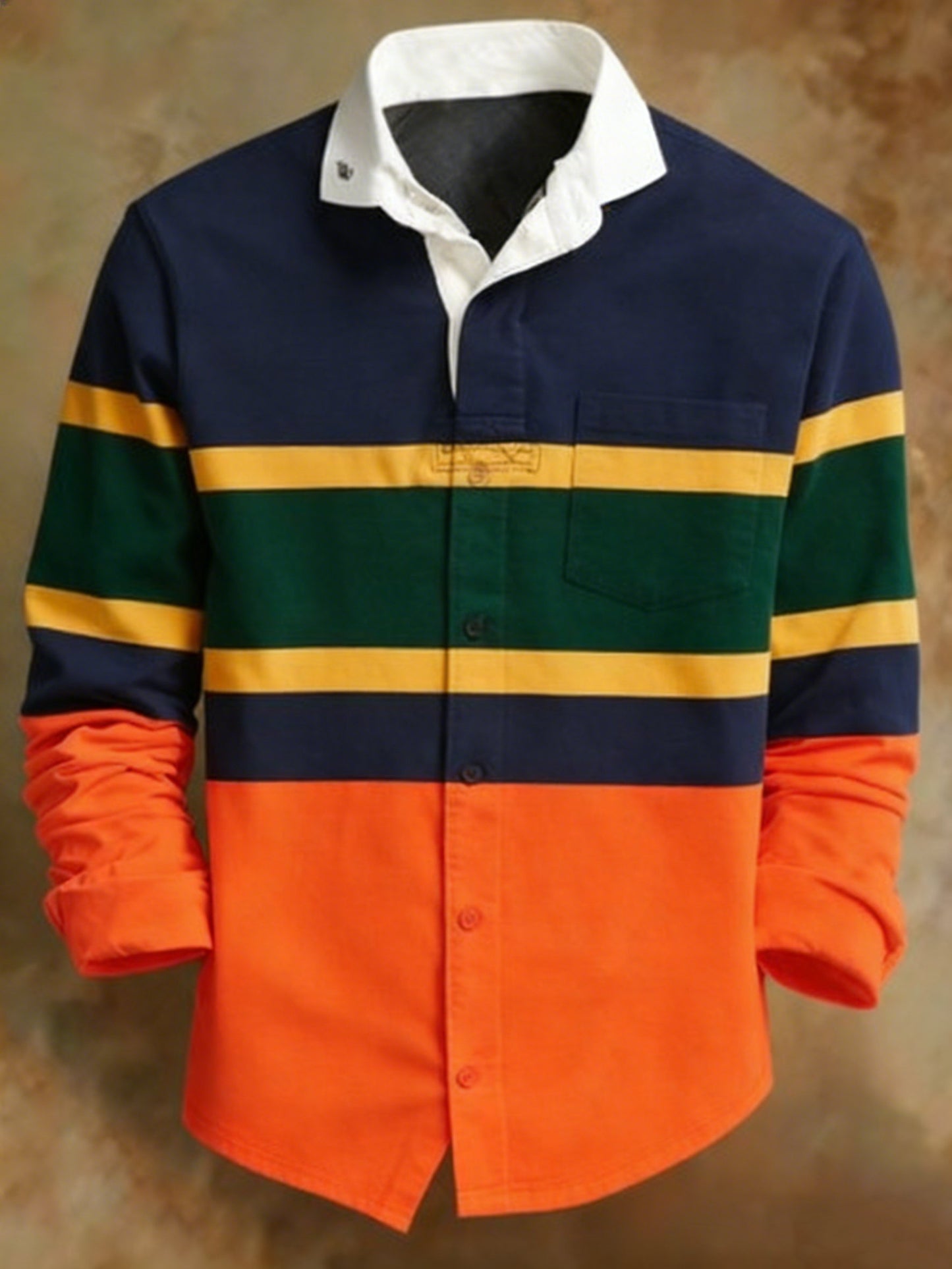 Men's Retro Striped Pattern Print Shirt