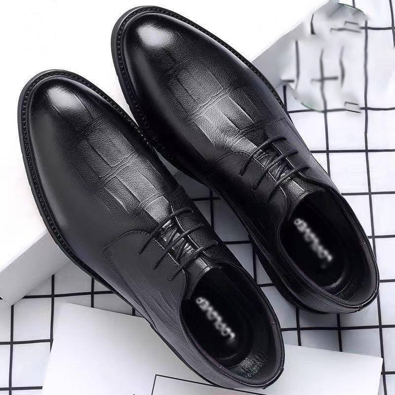 Men's Comfortable British Business Lace-Up Stone Leather Shoes