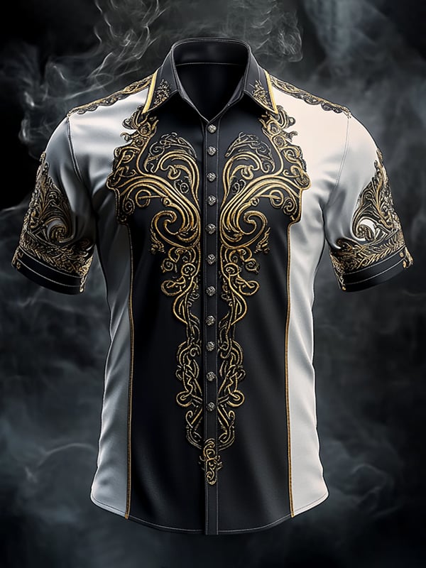 Men's Retro Viking Graphic Short Sleeve Shirt