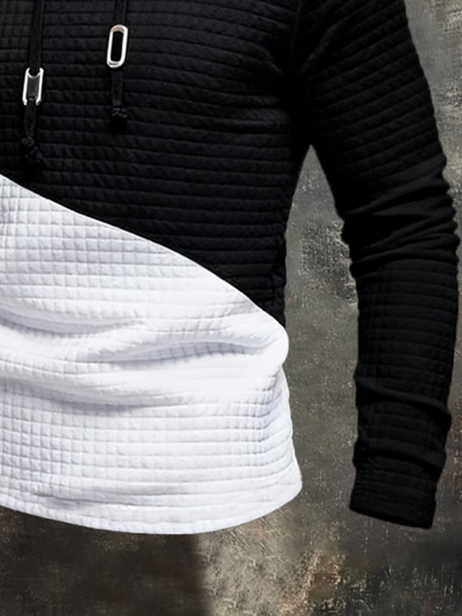 Men'S Stylish Color-Blocked Hooded Sweatshirt