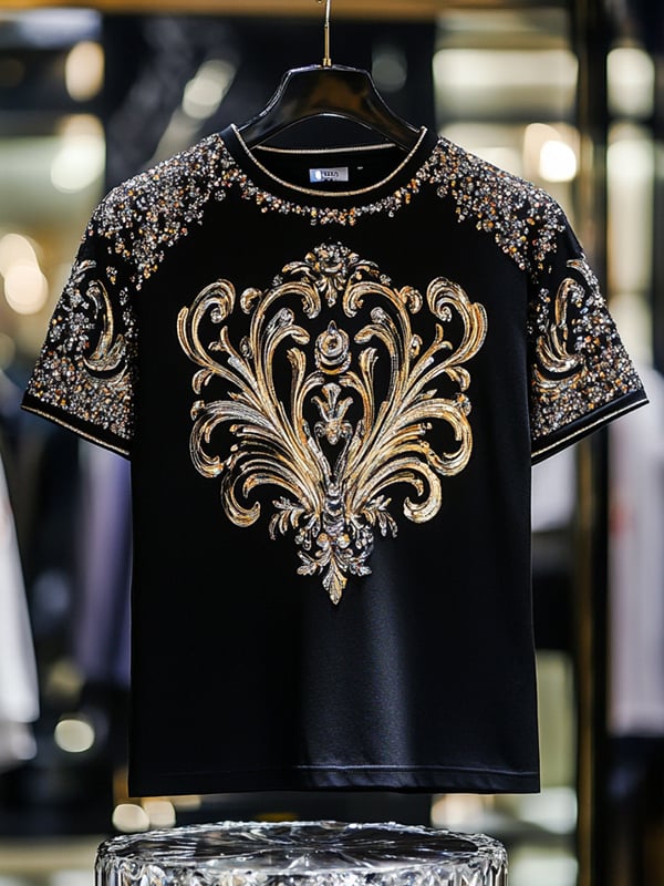 Men's Business Animal Sequin Print Short Sleeve T-Shirt