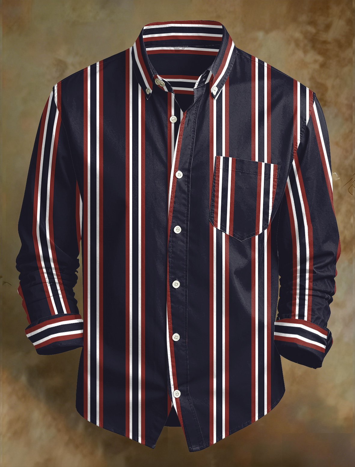 Men's Retro Abstract Art Print Comfortable Business Style Shirt