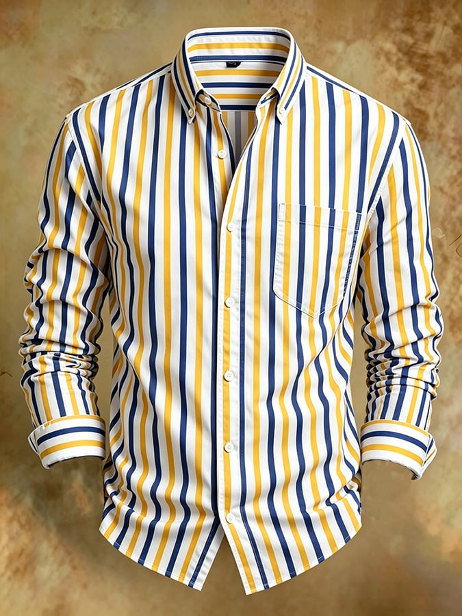 Men's Retro Abstract Art Print Comfortable Business Style Shirt
