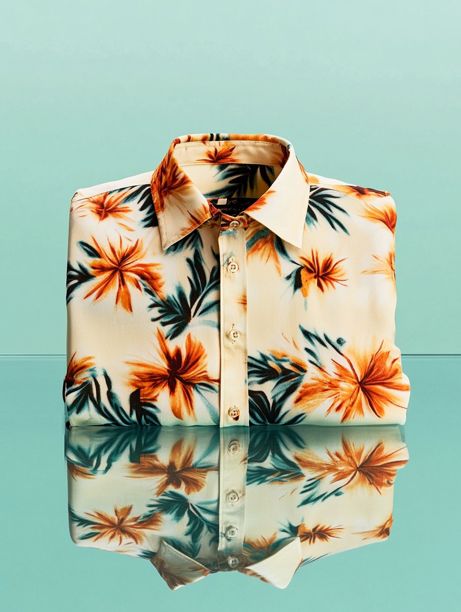 Men's business casual floral lapel short-sleeved shirt