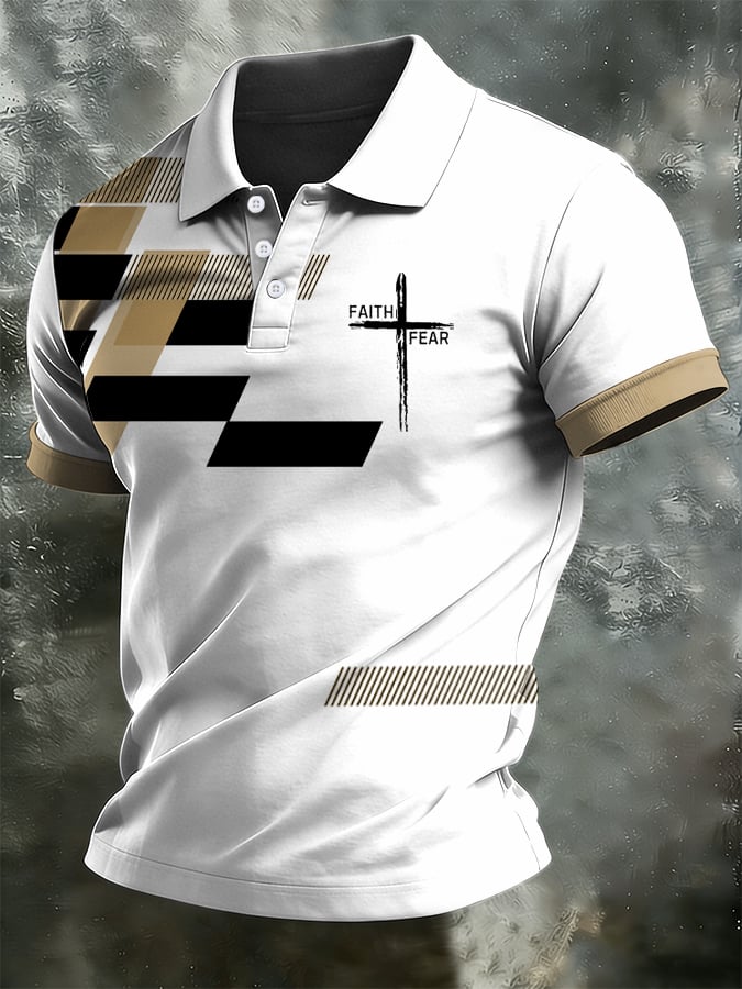 Men's Retro Faith Casual Printed Polo Shirt