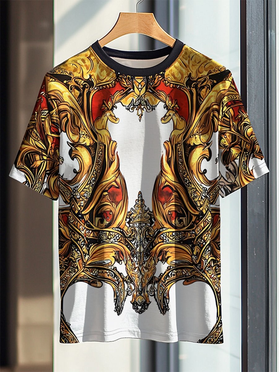 Men's Business Luxury Printed Cotton Short Sleeve T-Shirt