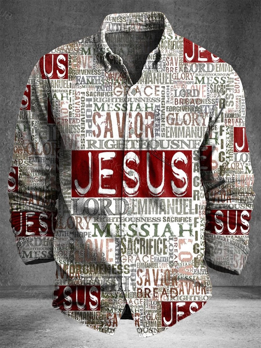 Men's Vintage Faith Art Long-Sleeved Shirt