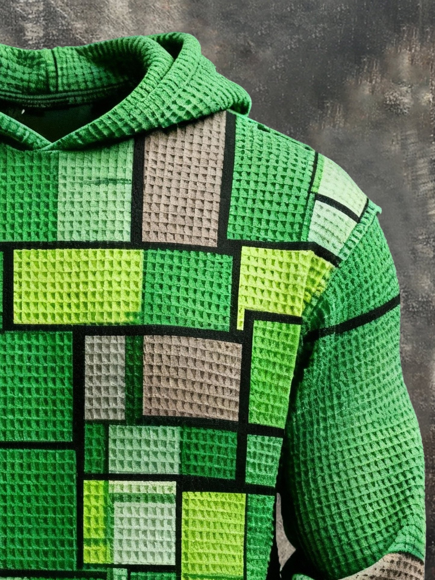 Men's Vintage Color-Block Printed Zip-Up Hoodie