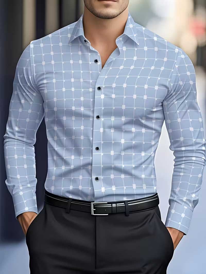Men's Street Style Business Casual Printed Long Sleeve Shirt