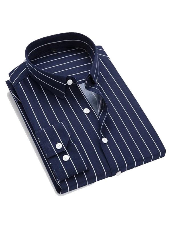 Men's Stripe Print Business Long Sleeve Shirt