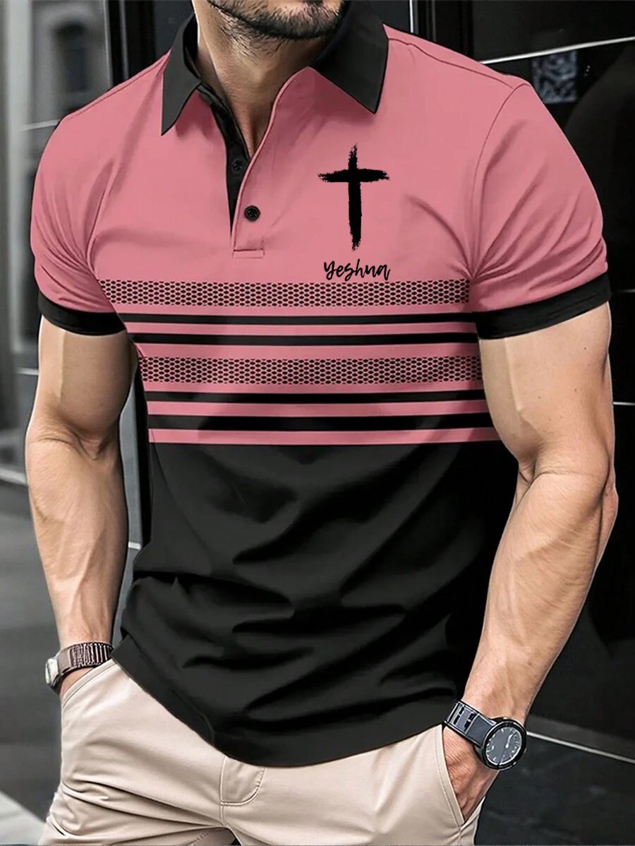 Men's Retro Faith Casual Printed Polo Shirt