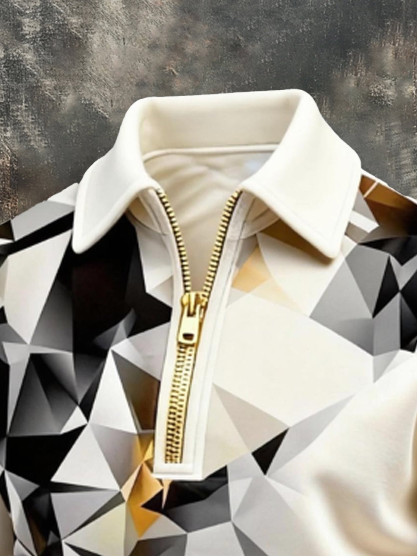 Men's Vintage Color-Block Printed Zip-Up Hoodie