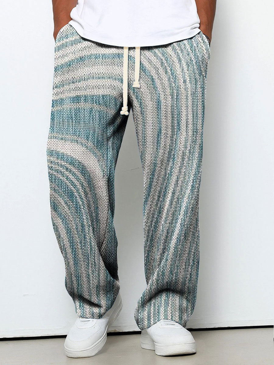 Men's Geometric Gradient Art Printed Waffle Casual Pants