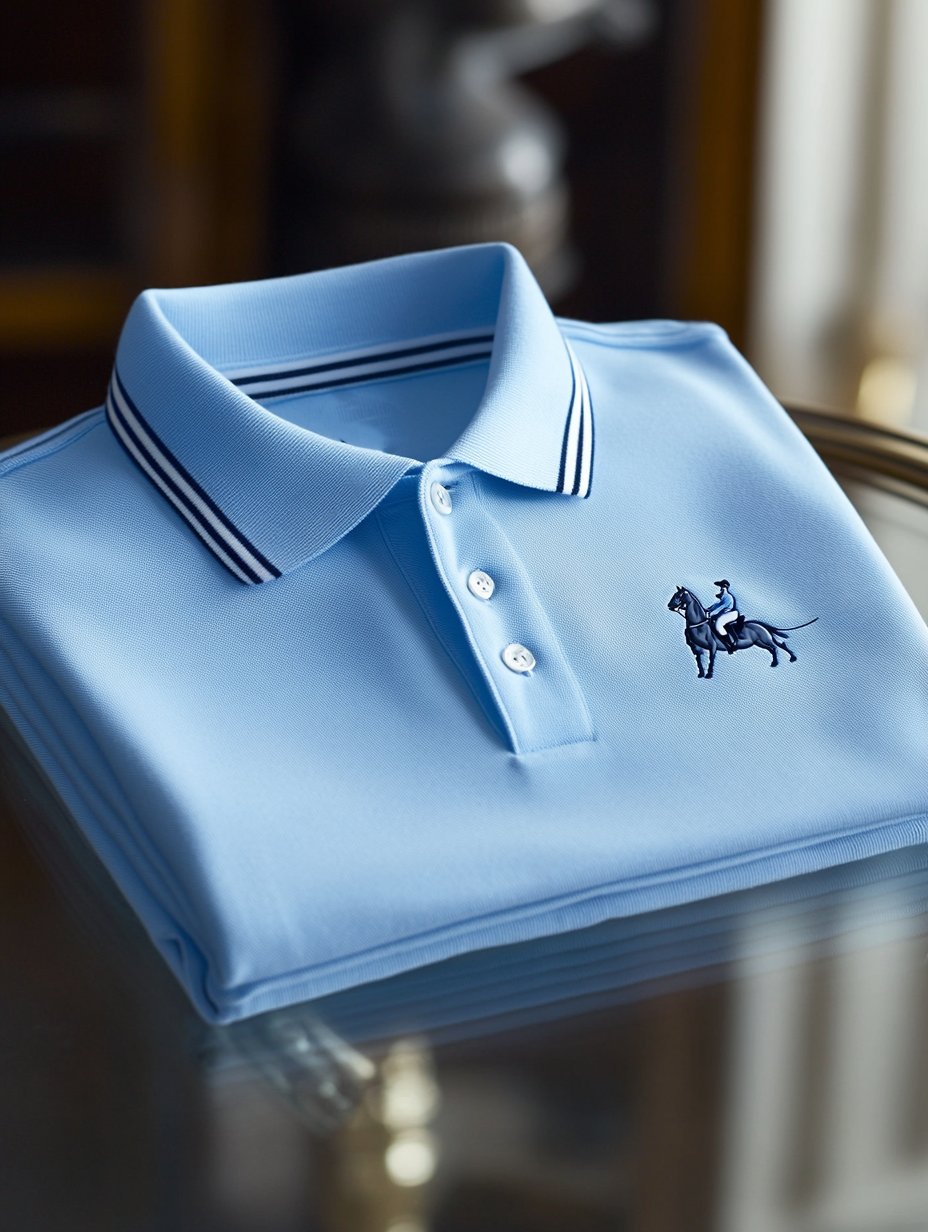 Men's Business Casual Knight and Horse Embroidered Button-Down Short-Sleeved Polo Shirt