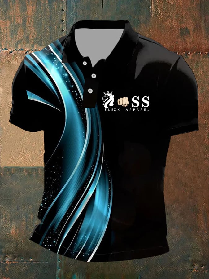 Men's Retro Letter Print Casual Polo Shirt