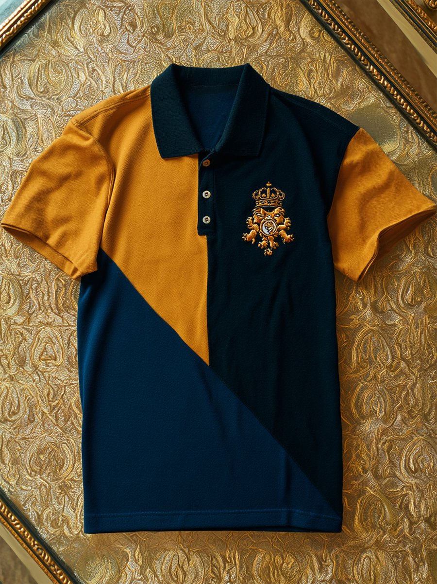 Men's Business Casual Button Short Sleeve Polo Shirt
