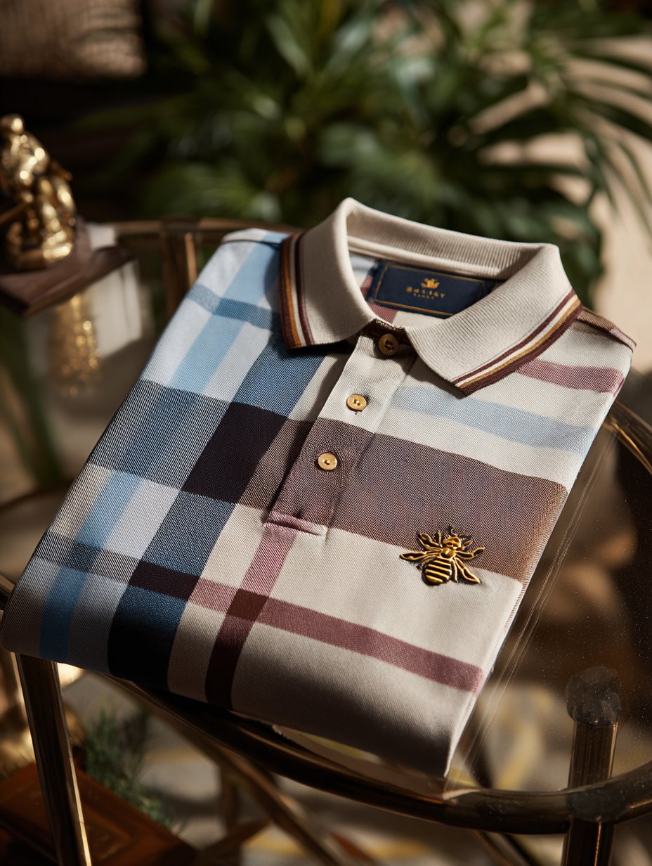 Men's Check Business Casual Short Sleeve Polo Shirt