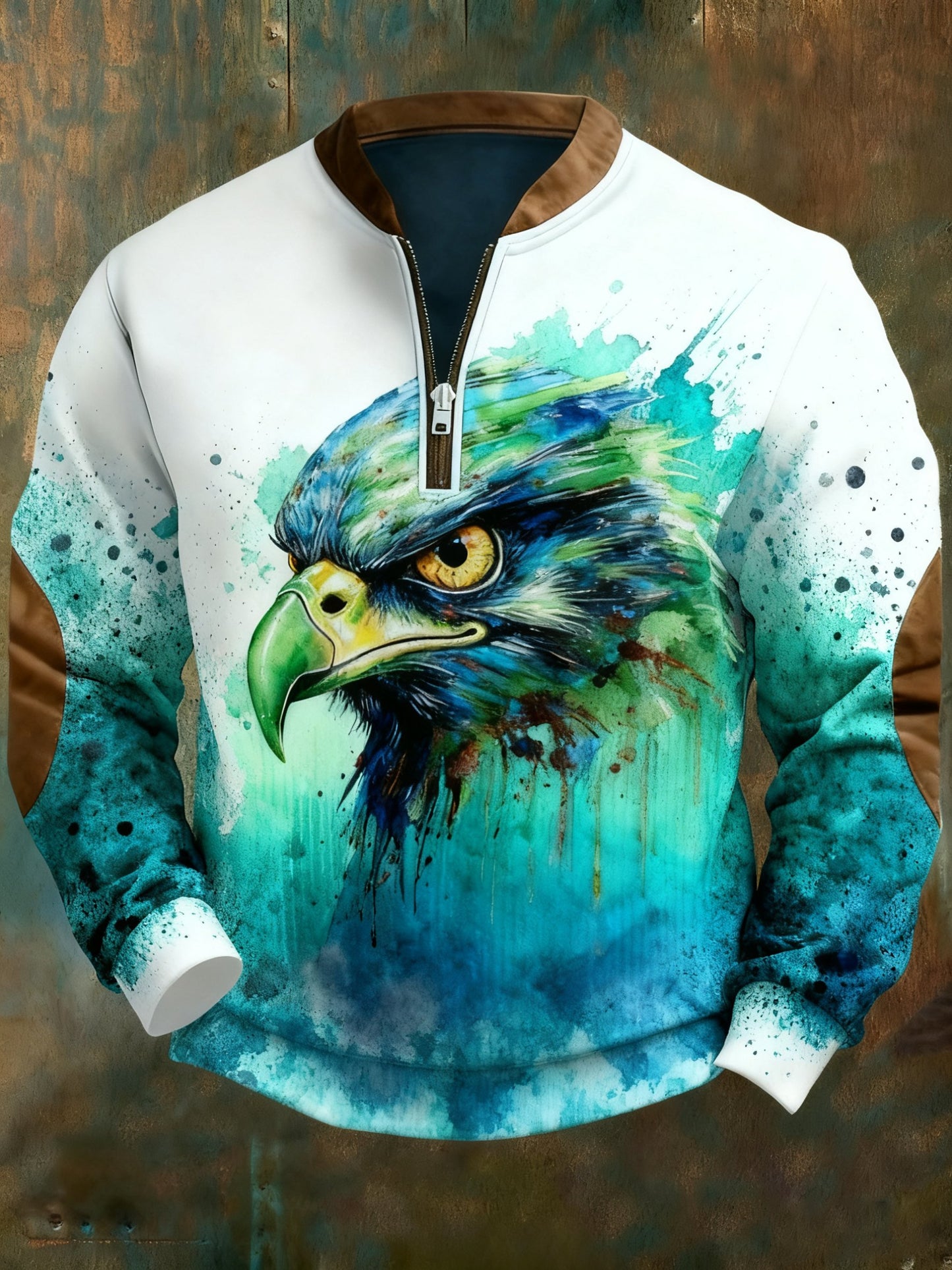 Men's Football Geometric Color Block Print Sweatshirt