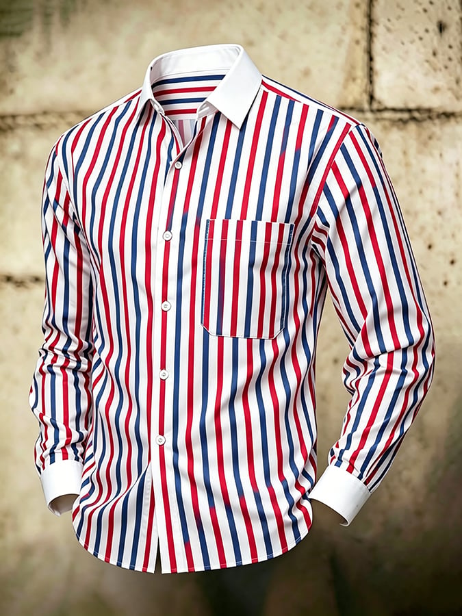 Men's Retro Abstract Art Print Comfortable Business Style Shirt