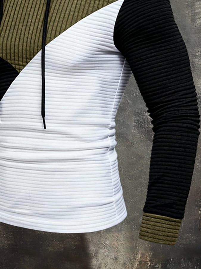 Men'S Stylish Color-Blocked Hooded Sweatshirt