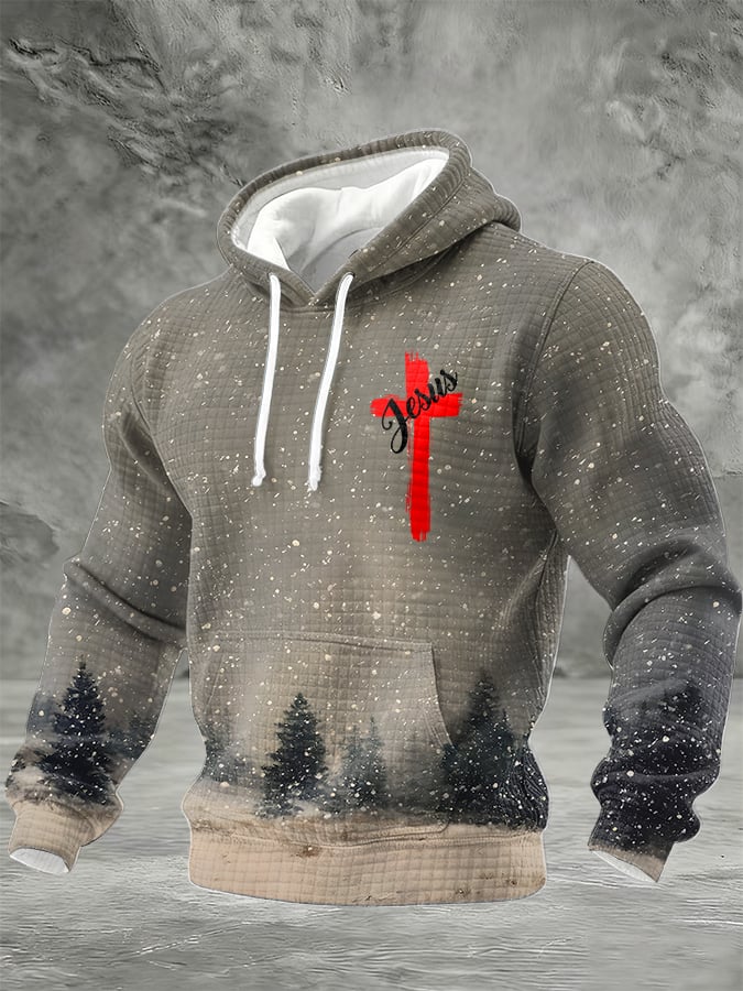 Men'S Casual Faith Print Hoodie-Fast Shipping