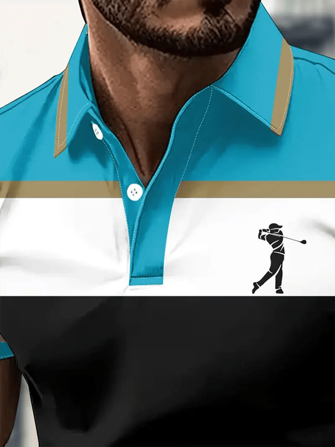 Men's Golf Casual Printed Casual Polo Shirt