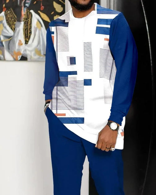 Men's Casual Color Blocking Long Sleeve Walking Suit-022