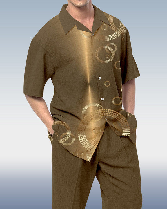Rianmond Men's Sequin Print Short Sleeve Walking Suit 525