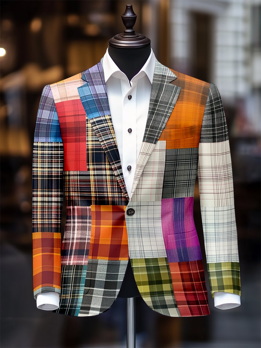 Men's Retro Casual Plaid Blazer