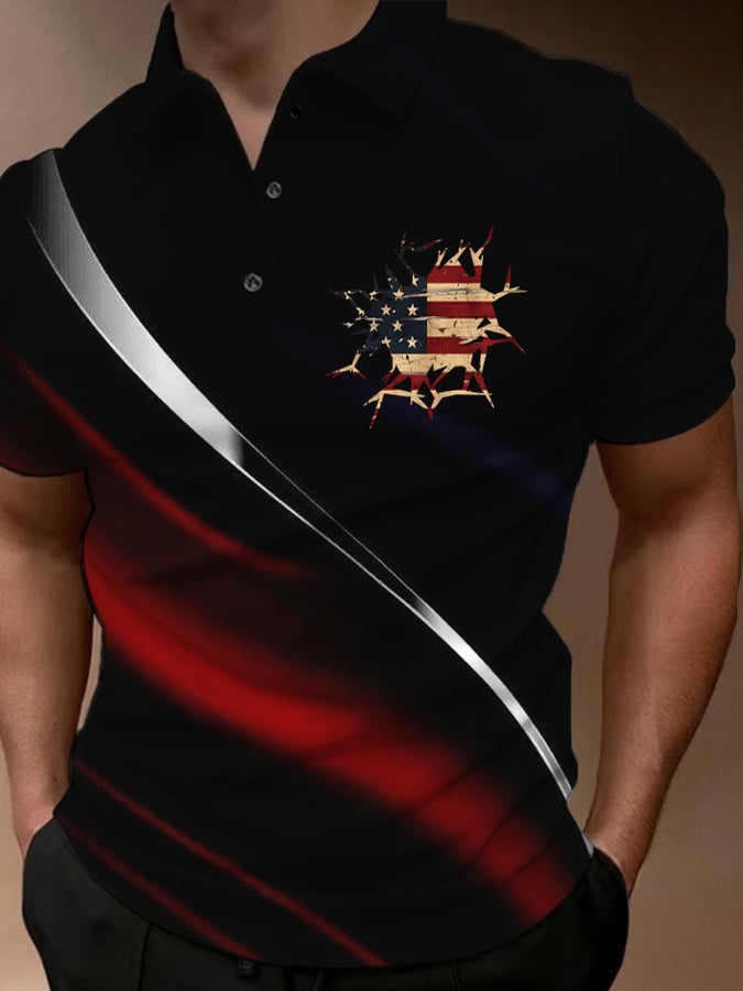 Men'S Retro Independence Day Printed POLO Shirt