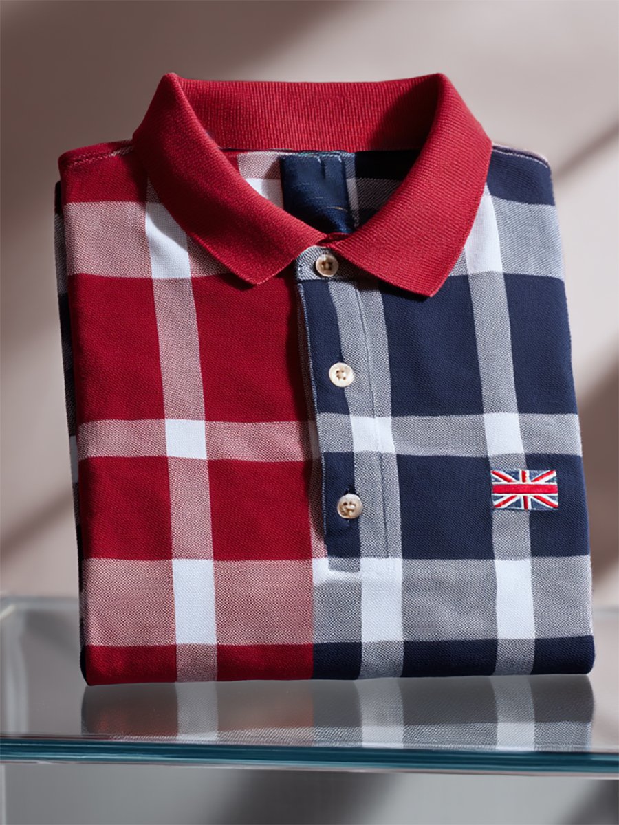Men's Business Casual Union Jack Button Short Sleeve Polo Shirt