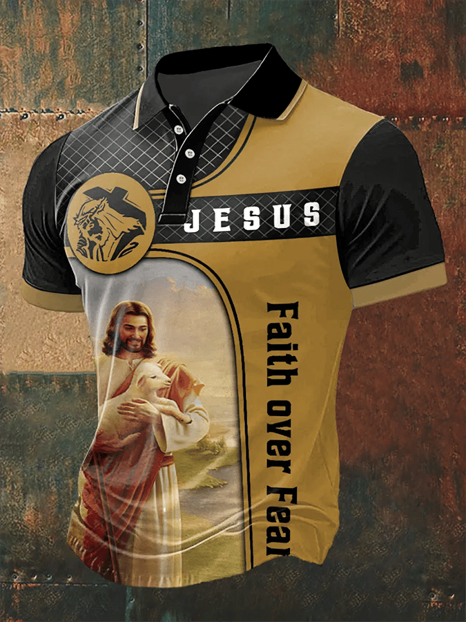 Men's Faith Printed Casual Polo Shirt