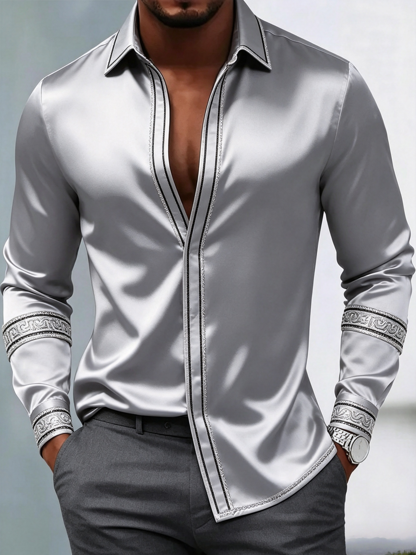 Men's Slim Luxury Long-Sleeve Shirt