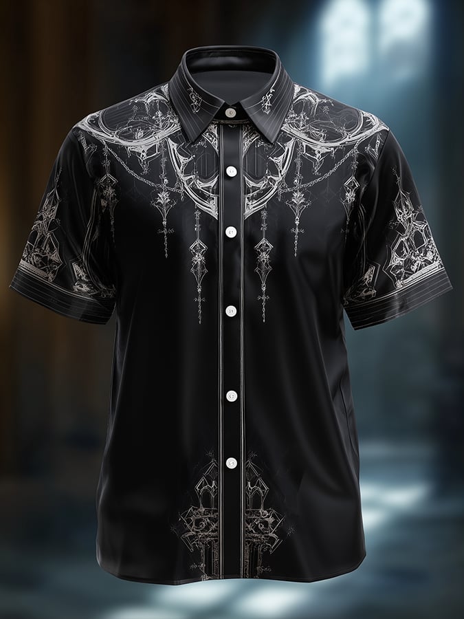 Men's Casual Retro Dark Satin Shirt