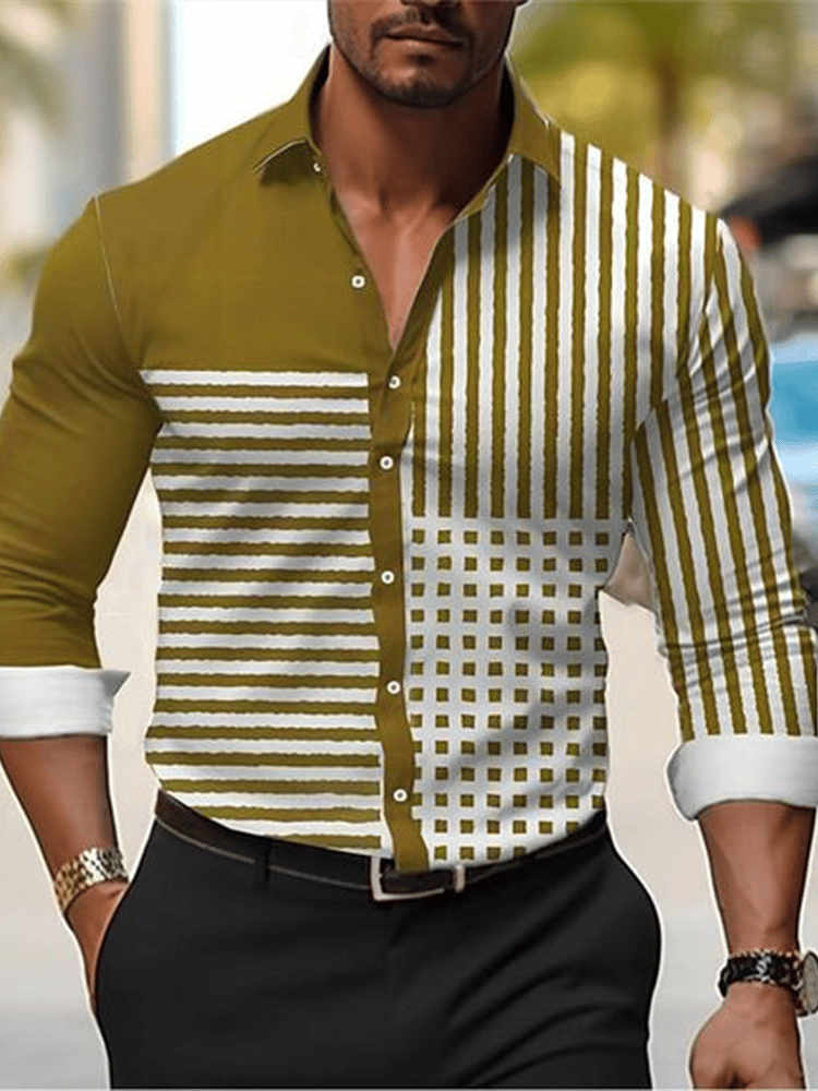 Men's Plaid Business Long Sleeve Shirt